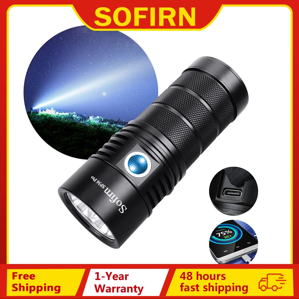 Linterna LED Sofirn SP36 Pro 8000lm | Recargable USB-C | 4 LEDs SST40