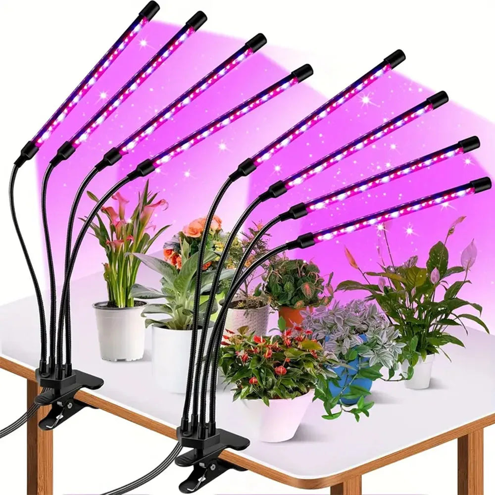 Lámpara LED de Crecimiento para Plantas con Clip | 3 Colores | 2/4 Cabezas | Interior - Firu Total Sales