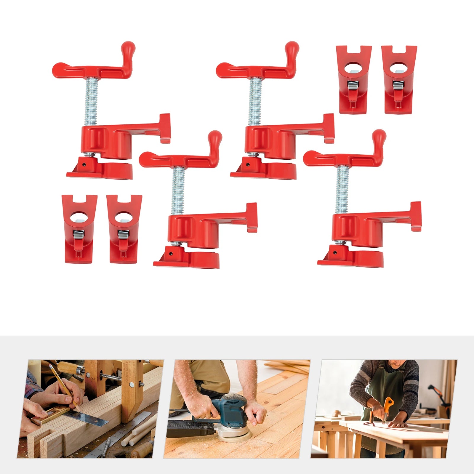 4 Pack 3/4" Wood Gluing Pipe Clamp Set Heavy Duty PRO Cast Iron Quick Release Bar Clamps Kit with Wide Base for Woodworking