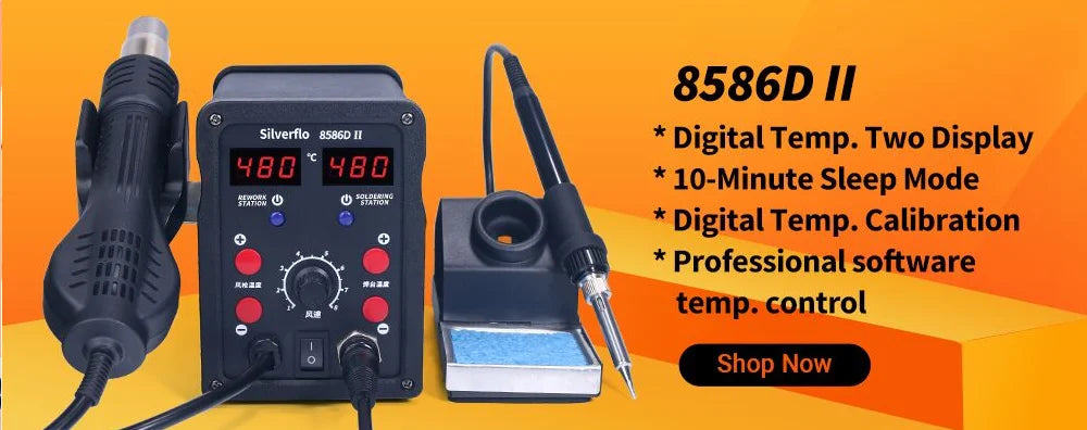 Silverflo 938BD-III Soldering Station Rapid Heating T12 Soldering Iron Hot Air Welding Station With Auto Sleep For SMD Rework