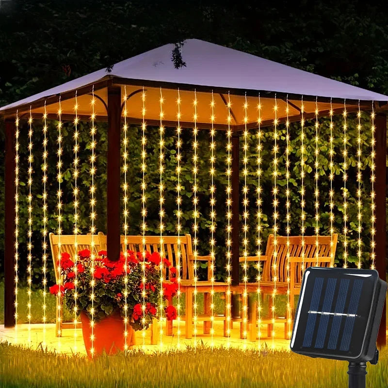 Luces Solares Cortina LED 8 Modos | Bodas, Jardín y Decoración Interior | IP55 - Firu Total Sales