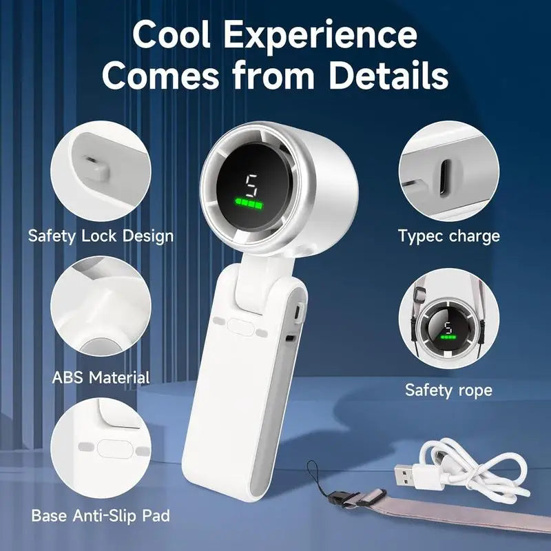 2025 Popular Portable Handheld Turbo Fan, 5 Gear Wind Hand Fan, Handheld Fan, Portable Mini Hand Fans, USB Rechargeable Turbo Fa