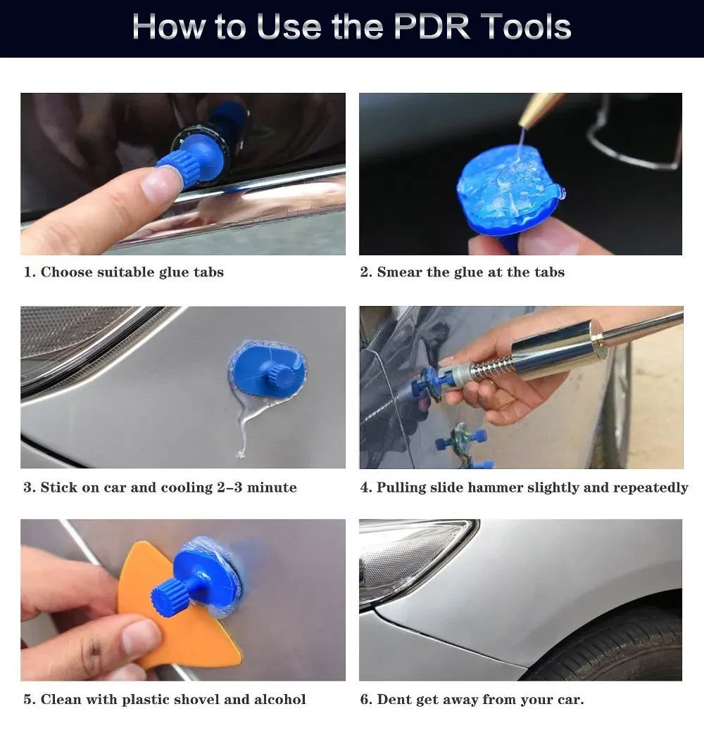 Automotive Tools Car Body Dent Repair Tool Metal Sliding Reverse Hammer Auto Dent Puller Removal Extractor Kit Suction Cup