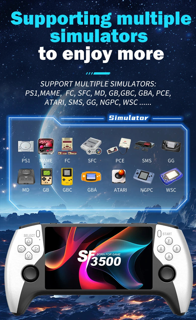 Consola Portátil Retro SF3500 | 5" IPS HD | 20,000 Juegos | 256GB Expandible | Multi-Sistema - Firu Total Sales