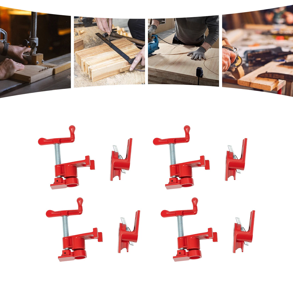 4 Pack 3/4" Wood Gluing Pipe Clamp Set Heavy Duty PRO Cast Iron Quick Release Bar Clamps Kit with Wide Base for Woodworking