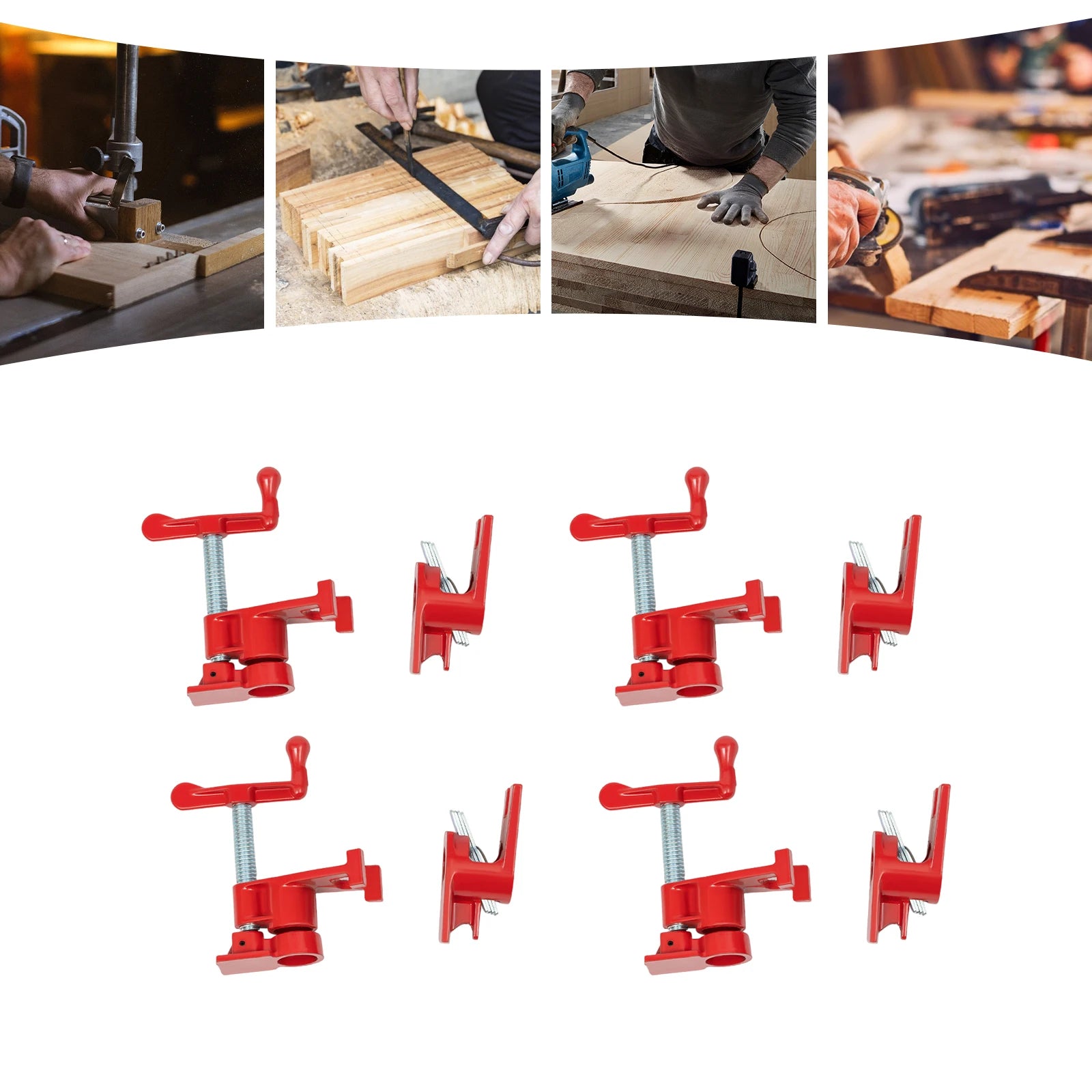 4 Pack 3/4" Wood Gluing Pipe Clamp Set Heavy Duty PRO Cast Iron Quick Release Bar Clamps Kit with Wide Base for Woodworking