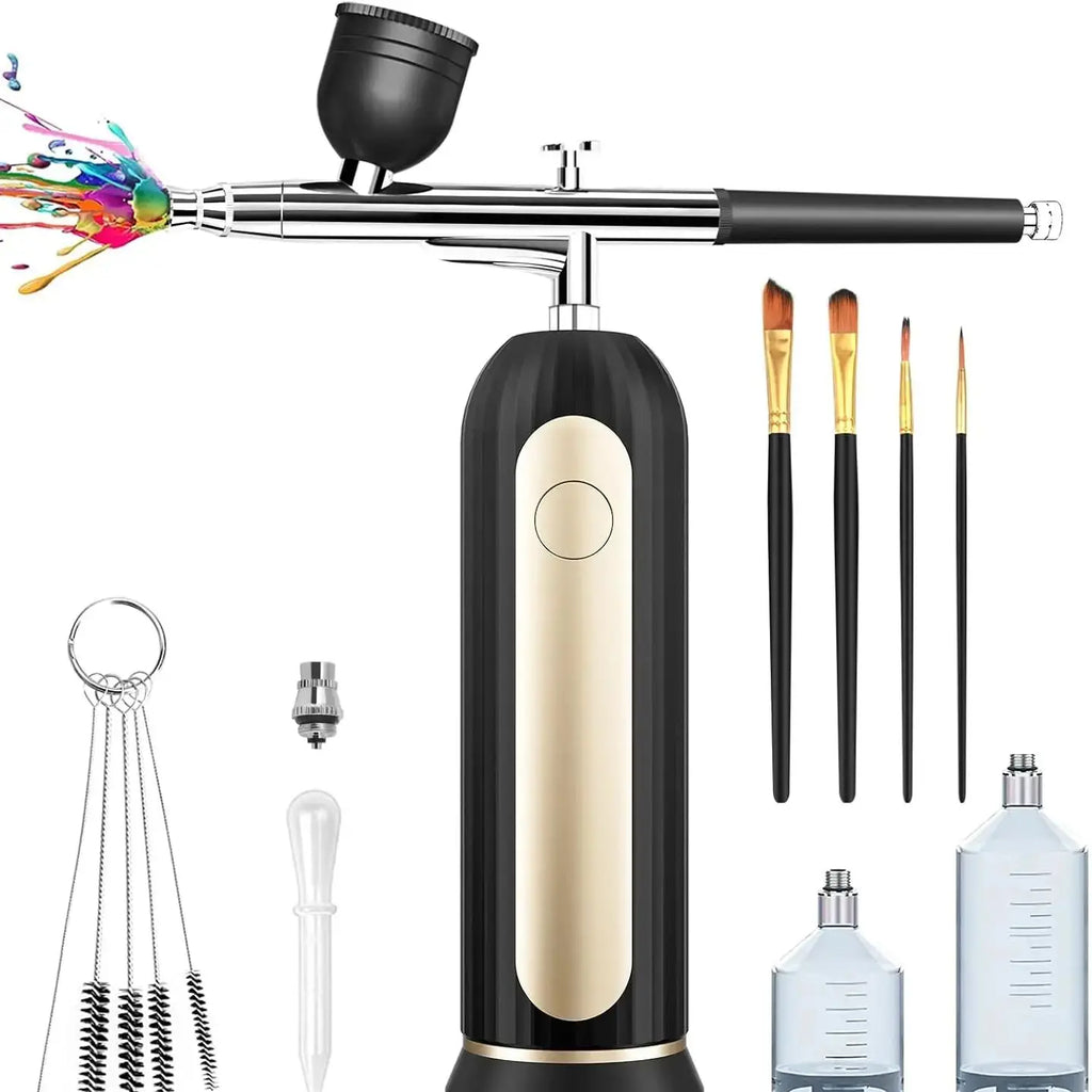 Cordless Airbrush Kit with Compressor For Nail- Portable Handheld Auto Airbrush Gun Set for Makeup Painting Cake De