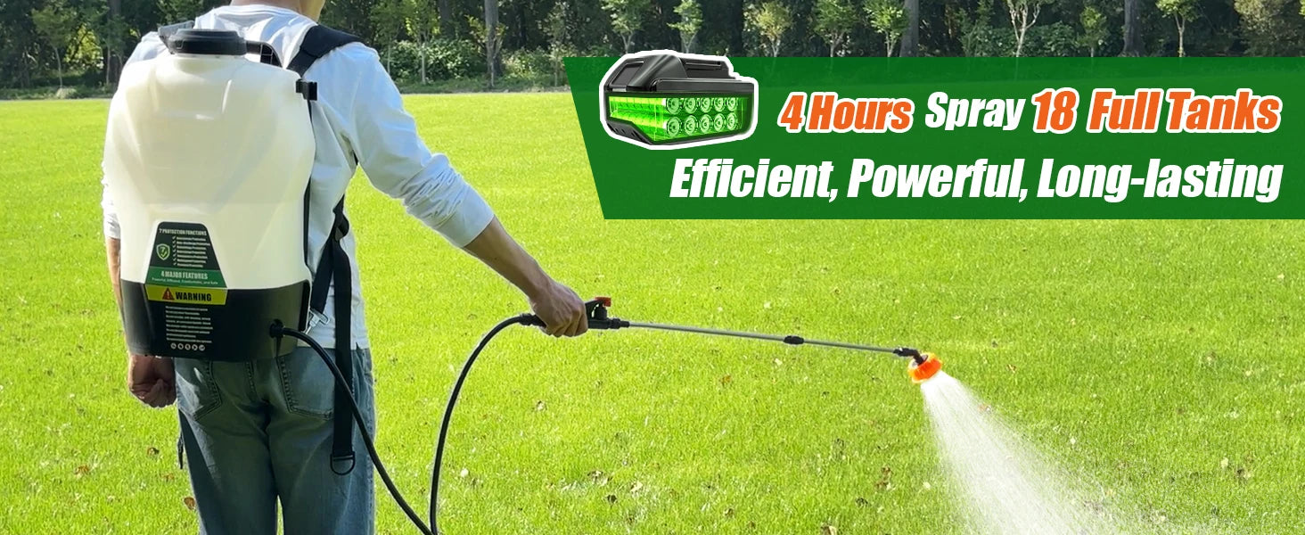 4 Gallon Backpack Sprayer 16L Battery Powered Garden Sprayer 75 PSI Electric Sprayer 2.5Ah Battery&Charger included