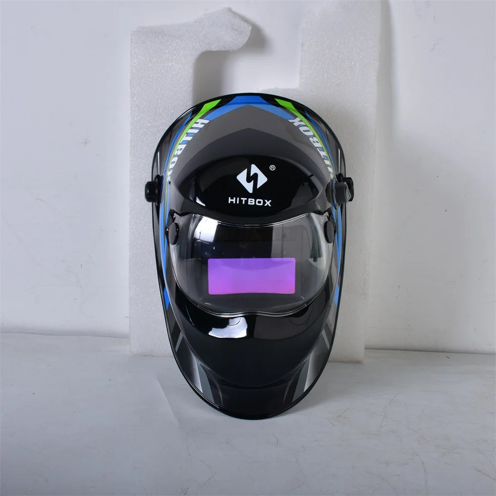 HITBOX Welding Helmet Auto Darkening - Large Viewing Screen True Color Hood Solar Lithium DIN4/5-9/9-13 1/1/1/2