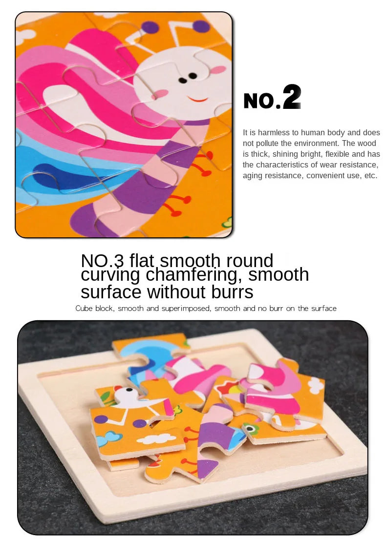 Wooden Animal Jigsaw Puzzle for Kids – Montessori Game
