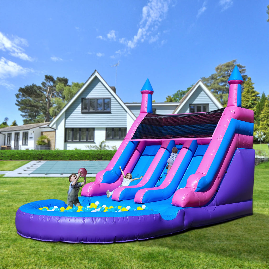 Tobogán Doble Inflable Comercial 6.4m con Piscina | PVC | Parque Infantil 🎉 - Firu Total Sales