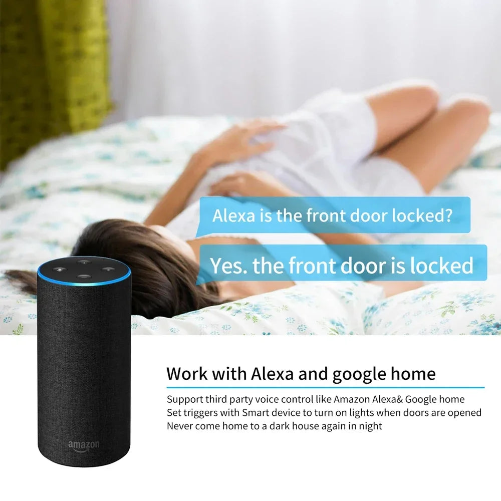 Tuya Zigbee WiFi Door Window Sensor Contact Sensor For Smart Home APP Remote Control Compatible With Alexa Google Assistant