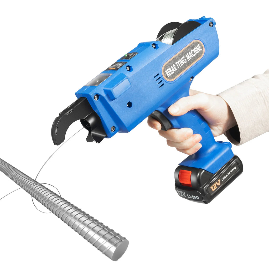 8mm-34mm Automatic Rebar Tier Binding Machine 12V 4500mAh Electric Handheld Rebar Tying Machine Wire Pliers Tool Kit w/Batteries
