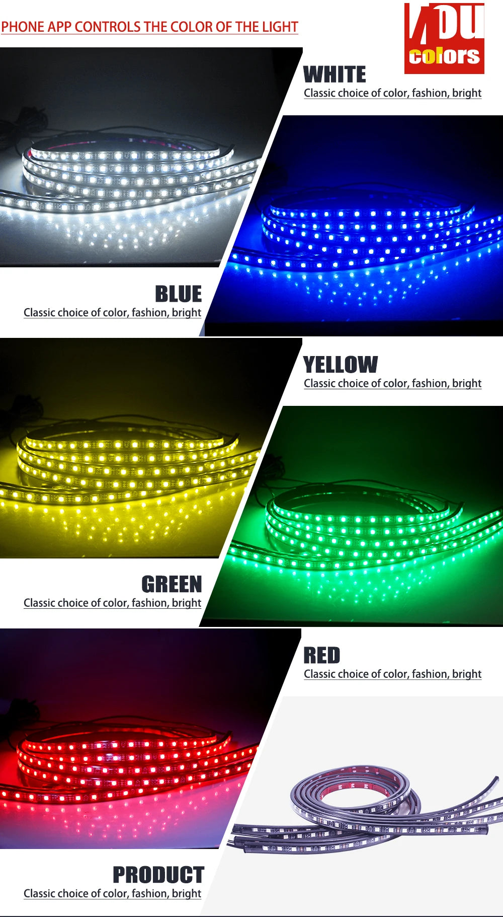 KEVANLY Luces LED RGB Auto 12V | Control por APP | Underglow | Ambiente y Decoración | Silicona | Universal