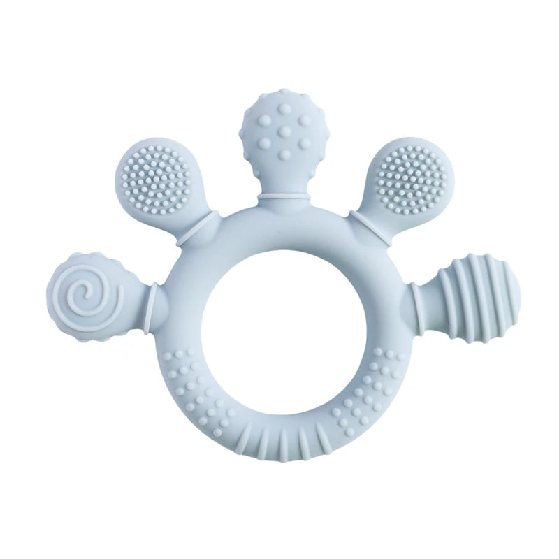 BPA Free Silicone Baby Teether — Sensory Rattle + Hand Bell | 0-12 Months