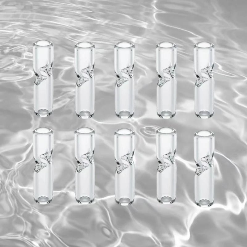 10Pcs Reusable Round Mouth Glass Tips for Joints, Transparent Glass Cigarettes Filter Tips, 30mm Length,OD 8mm,ID 5mm
