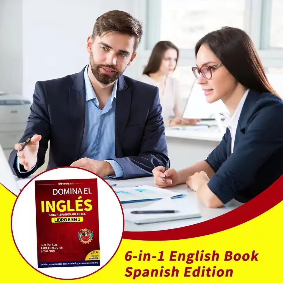 Beginner English Books 6-in-1 Spanish Edition - Easy Language Learning Workbook with Dictionary for Reading Study Supplies