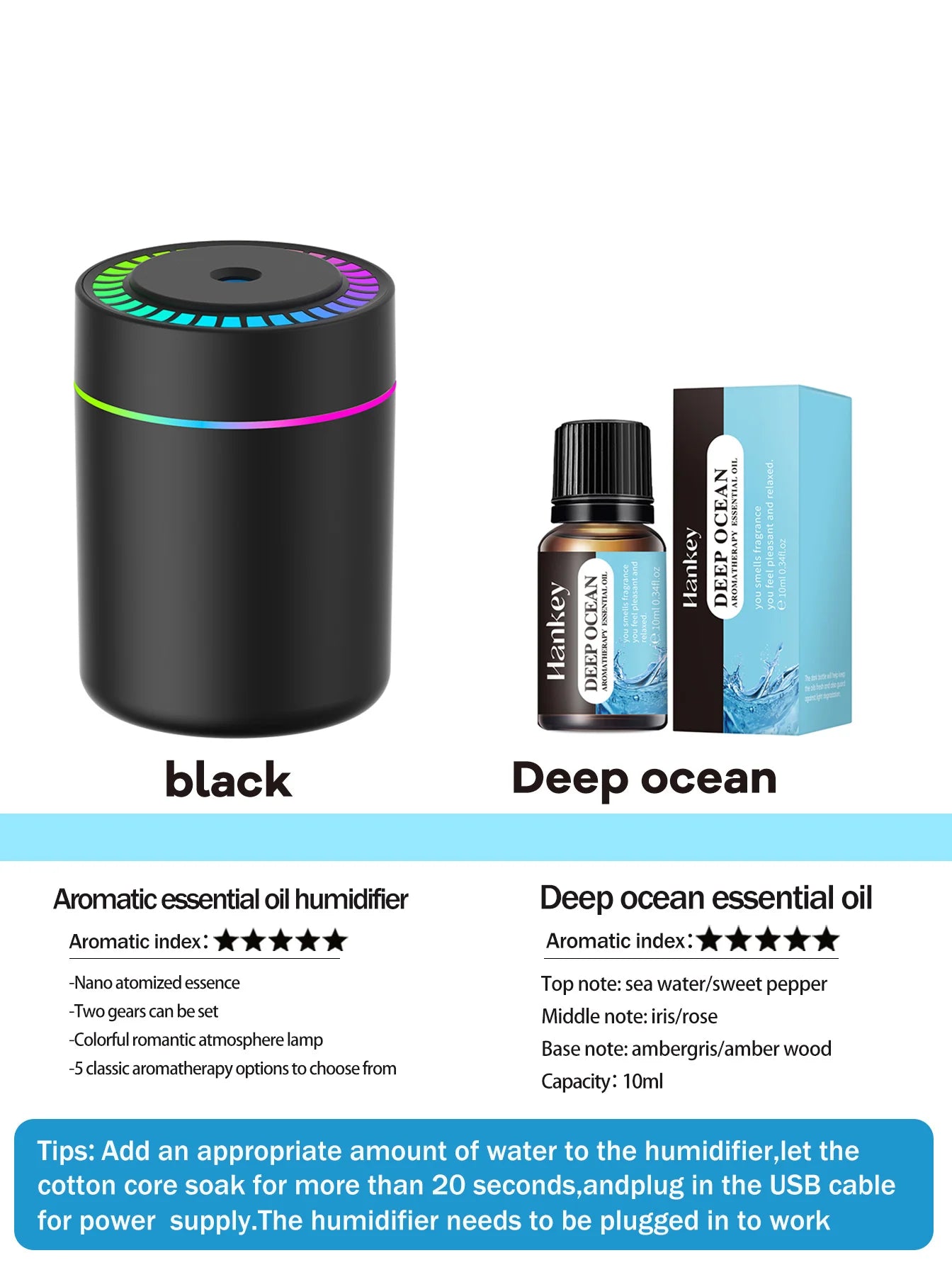 Difusor Aromaterapia 180ml | Humidificador LED 7 Colores | Auto y Hogar 🌿