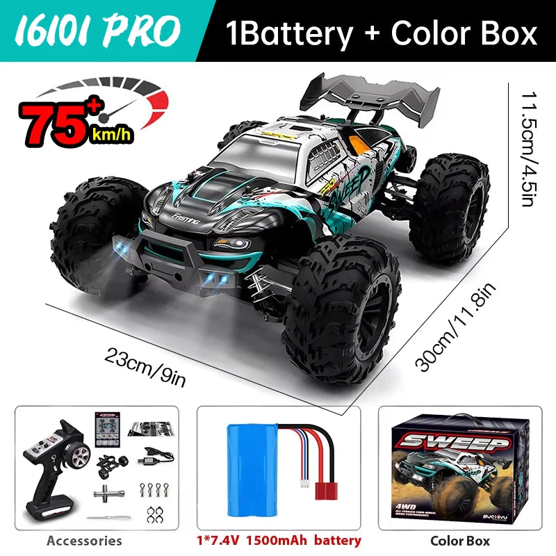 WLtoys 16101 Pro Carro RC 1:16 | 75KM/H | 4WD | Motor Brushless | LED | 2.4G | Drift Monster Truck | Regalo Niños