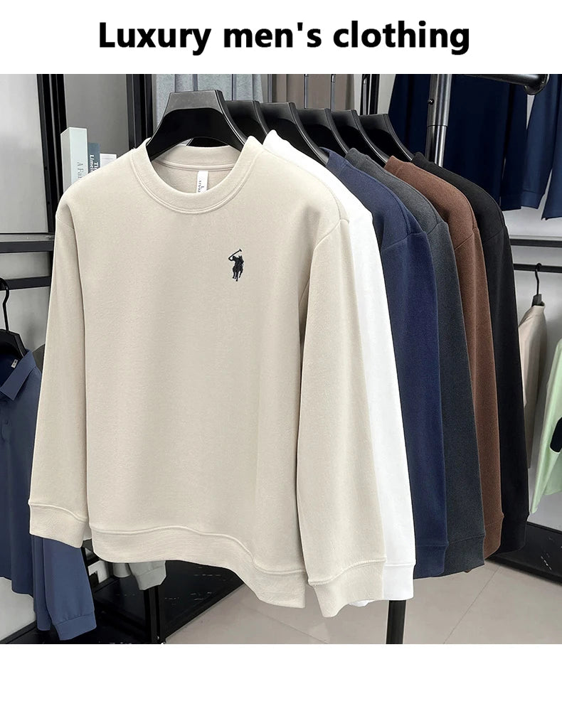 Sudadera de Lujo Manga Larga con Bordado de Pony | Casual Cuello Redondo Hombre 👔