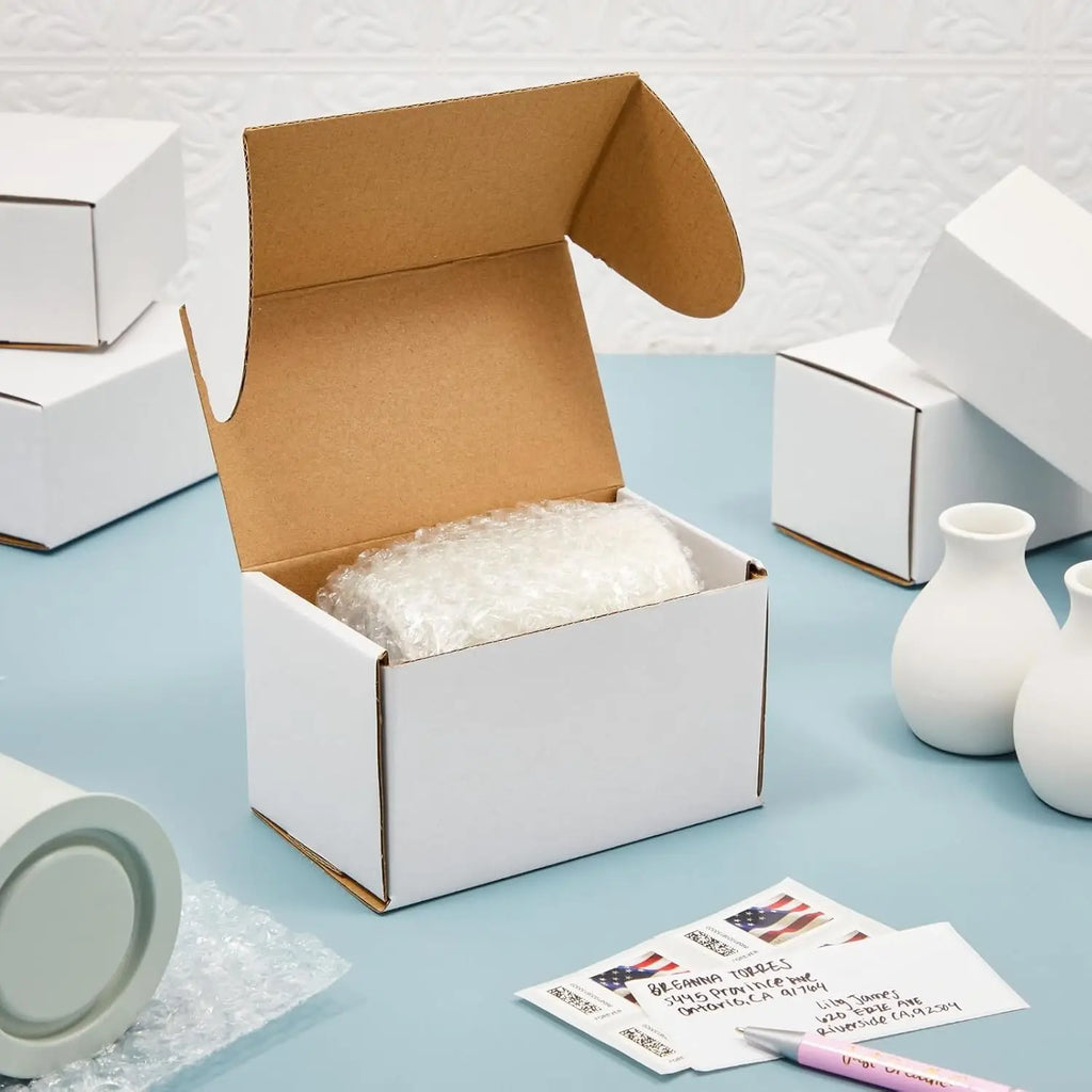 6x4x4 Shipping Boxes Set of 50,White Corrugated Cardboard Box for Mailing Packing Gifts Small Business