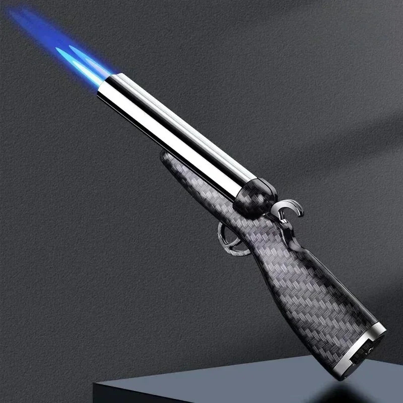 Various Gun Shape Cigarette Lighter，mini Portable Torch Lighter Refillable Butane Gas Open Flame Lighter Smoking Accessories