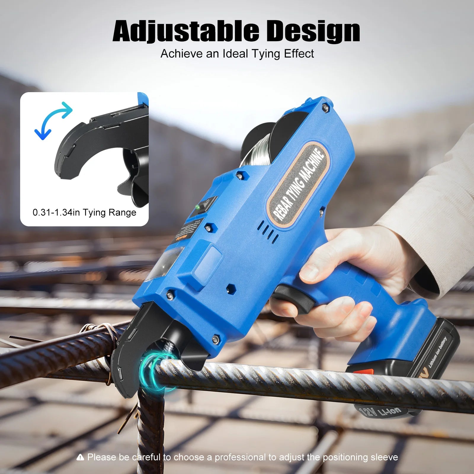 8mm-34mm Automatic Rebar Tier Binding Machine 12V 4500mAh Electric Handheld Rebar Tying Machine Wire Pliers Tool Kit w/Batteries