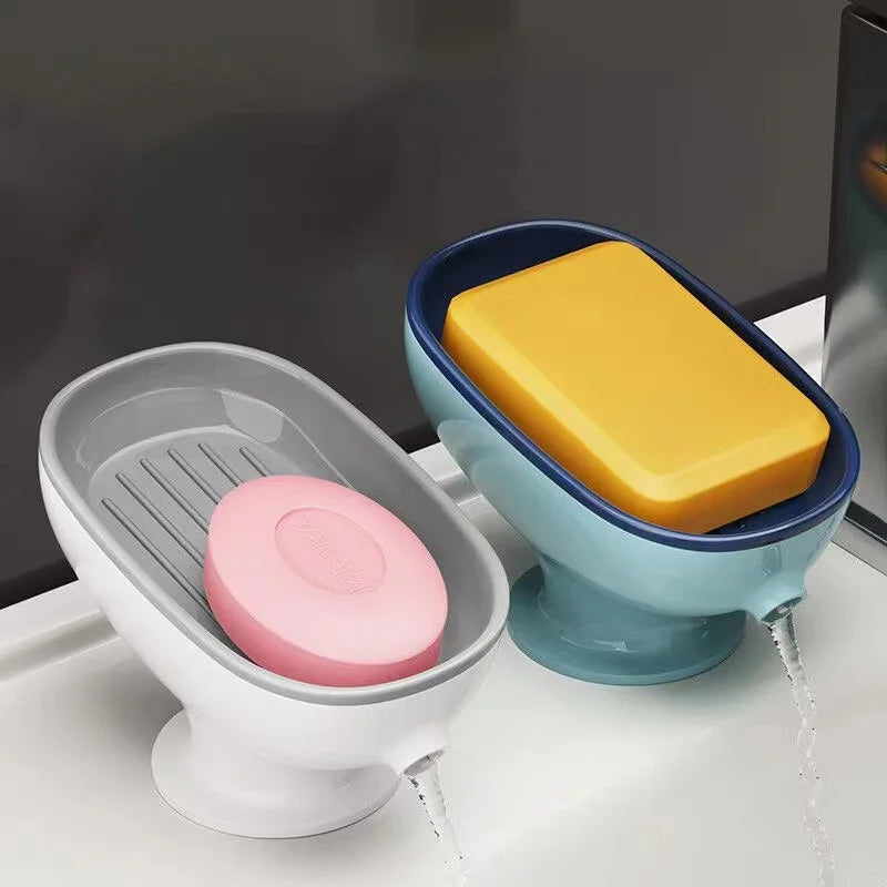 1Pcs Self Draining Bathroom Soap Holder - Super Suction Portable Soap Dish Valentine's Day Small Gift for Couple Bathroom
