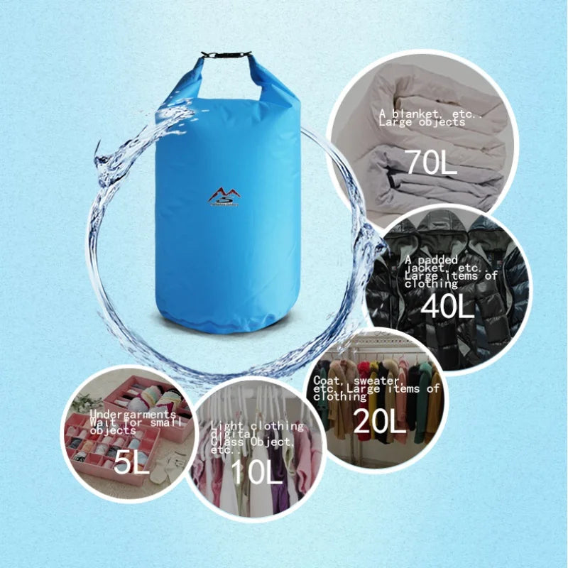 Bolsa Seca Impermeable 5-70L para Kayak, Camping, Rafting y Pesca - Mochila Outdoor