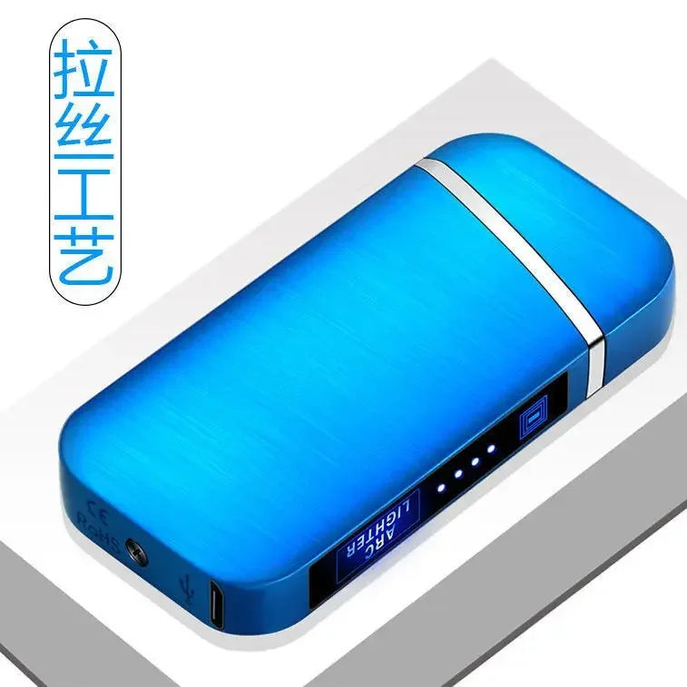 Smart Windproof Flameless Plasma Lighter | Double Arc USB Rechargeable | LED Power Display Touch | Metal Body