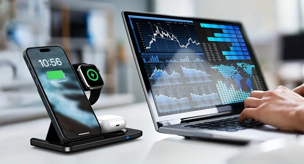 30W Foldable 3-in-1 Wireless Charging Dock | iPhone 17/16/15 + iWatch + AirPods Pro