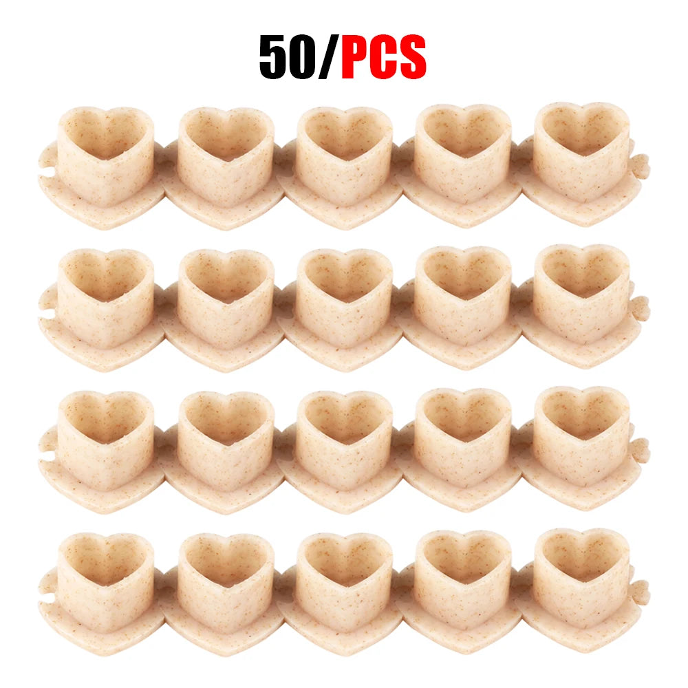 50/100/200pcs Biodegradable Tattoo Ink Cups Heart Shaped Base ECO-Friendly Disposable Spliced Pigment Caps Tattoo Accessories