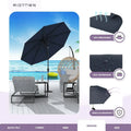 Sunbrella Umbrella 9 Feet Outdoor Umbrella With Canvas Navy Acrylic Fabric - Auto-Tilt Aluminum Frame Patio Umbrella For Backyar