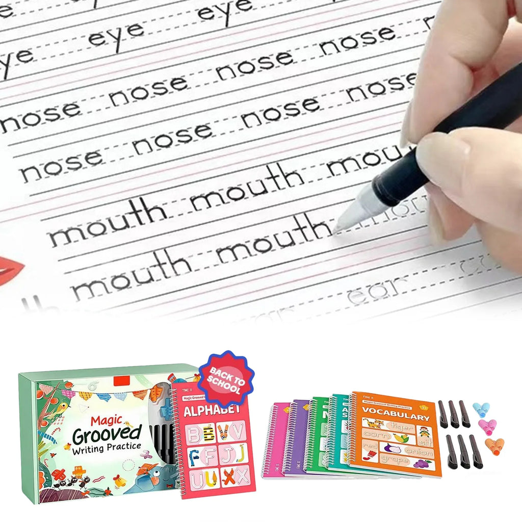 Preschool Letter Tracing Book Reusable Grooved Writing Workbook Set for 3-5 Years Old Kids Early Learning Activity