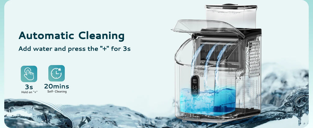 Máquina de Hielo Portátil EUHOMY | 15kg/24h | 9 Cubos en 6 Min | Autolimpiante