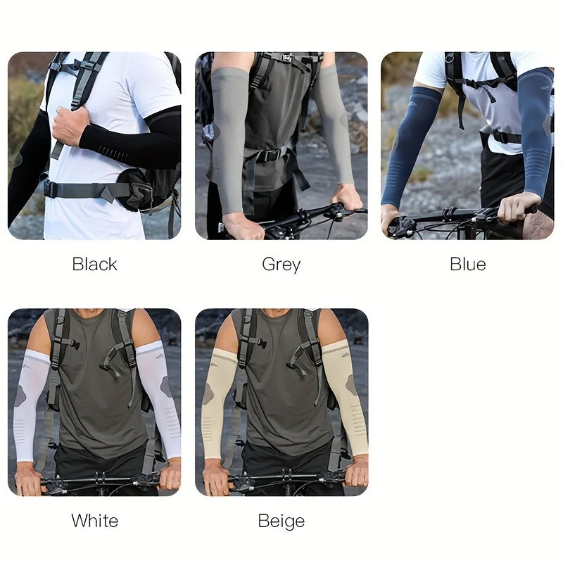 A pair of men's summer ice silk fiber sports arm guards, outdoor cycling fishing sunscreen breathable sleeves