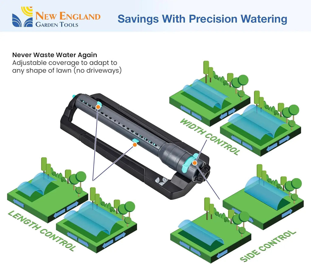 Water Sprinkler 100003 Adjustable Pattern to Cover 4,000 sq.ft. by New England Garden Tools