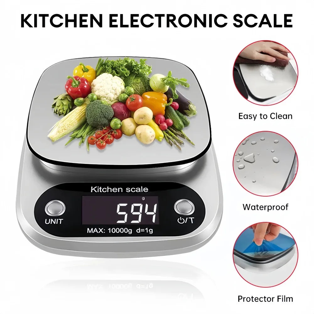 Digital Kitchen Scale 10kg/1g | LCD High Precision | Coffee Baking Jewelry Portable