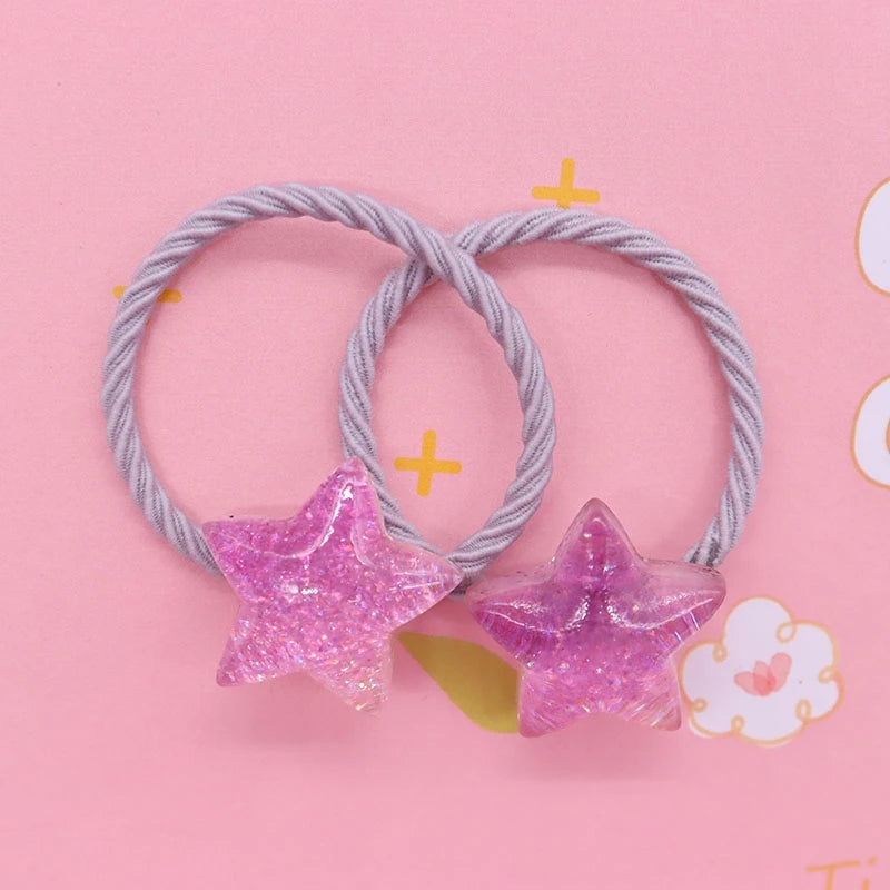 2Pcs/Set Halloween Gift Resin Strawberry Hair Accessories Colorful Hair Ties Children's Rubber Bands Kid Headband Scrunchies