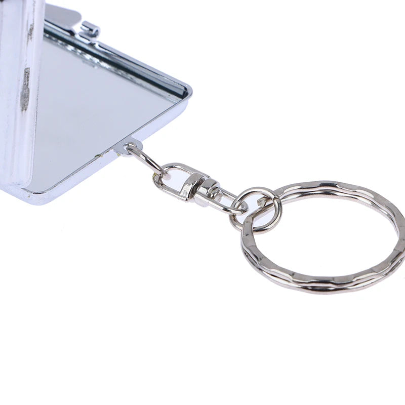 Round Heart Oval Square Shape Double Sided Cosmetic Mirror Metal Folding Keychain Makeup Mini Mirror