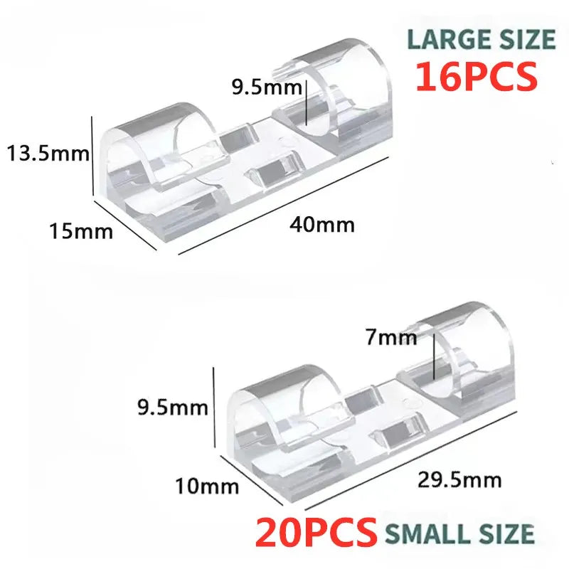 5-60Pcs Cable Clips Organizer Drop Wire Holder Cord Management Self-Adhesive Desk Tidy Cable Manager Fixed Clamp Wire Winder