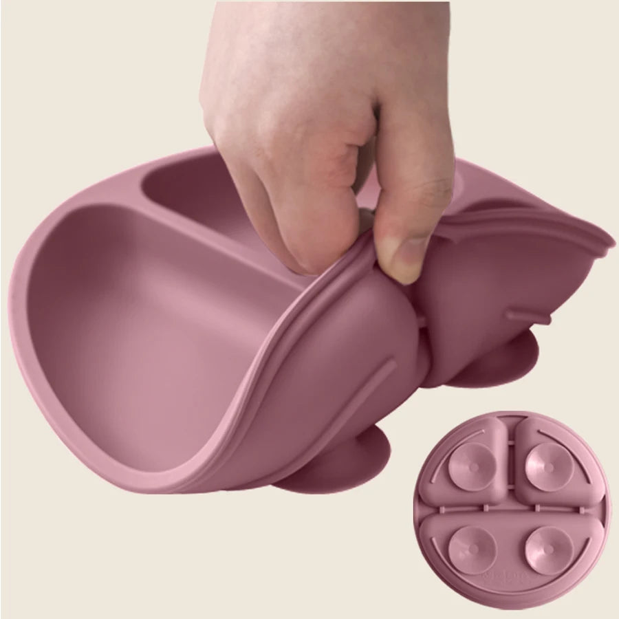 Plato de Silicona con Ventosa para Bebé | Sin BPA | Entrenamiento de Comida 🍼 - Firu Total Sales