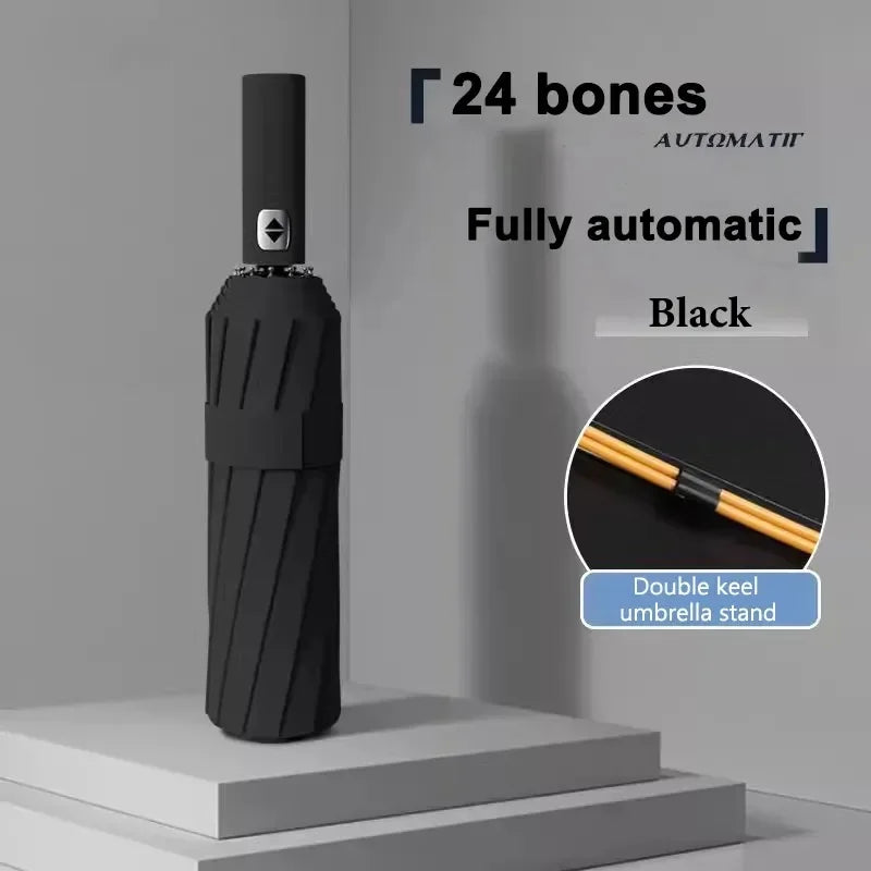 24 Bones Rain Guard Automatic Folding Durable Wind Reinforced Sun Protection Blackout