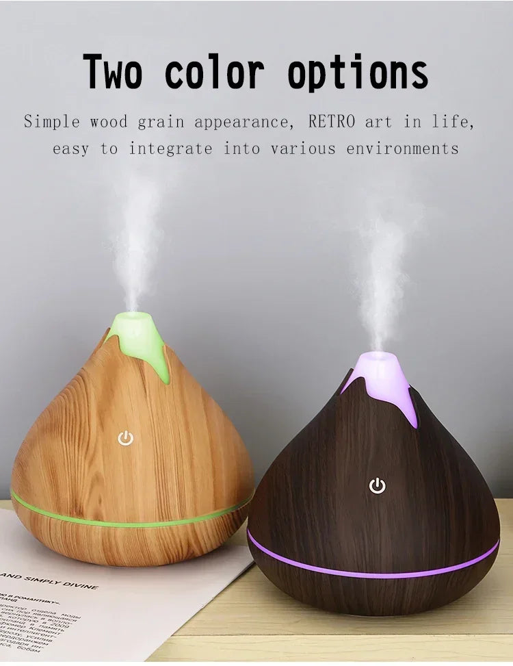 Difusor Aromaterapia 350ml Veta de Madera | Control Remoto | LED 7 Colores 🌿