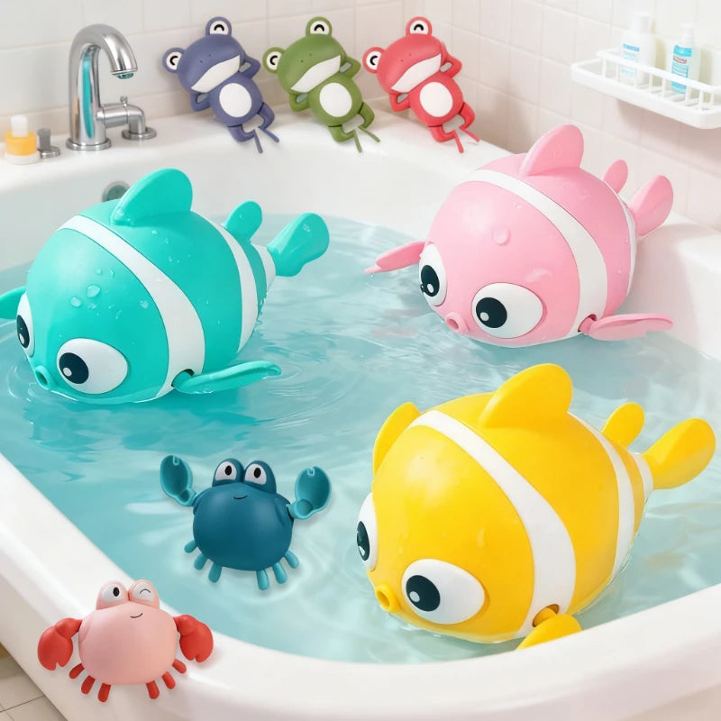 Bath Toys Cute Swimming Clown Fish Bath Toy for Toddlers Floating Wind Up Toys for Boy Girl New Born Baby Bathtub Toddler Toys
