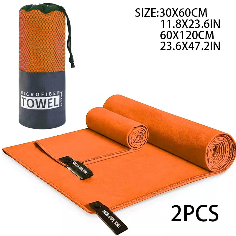 2-pcs Microfibre set sports towel fitness swimming towel body bath towel canbeused for yoga running camping beach WashclothTowel