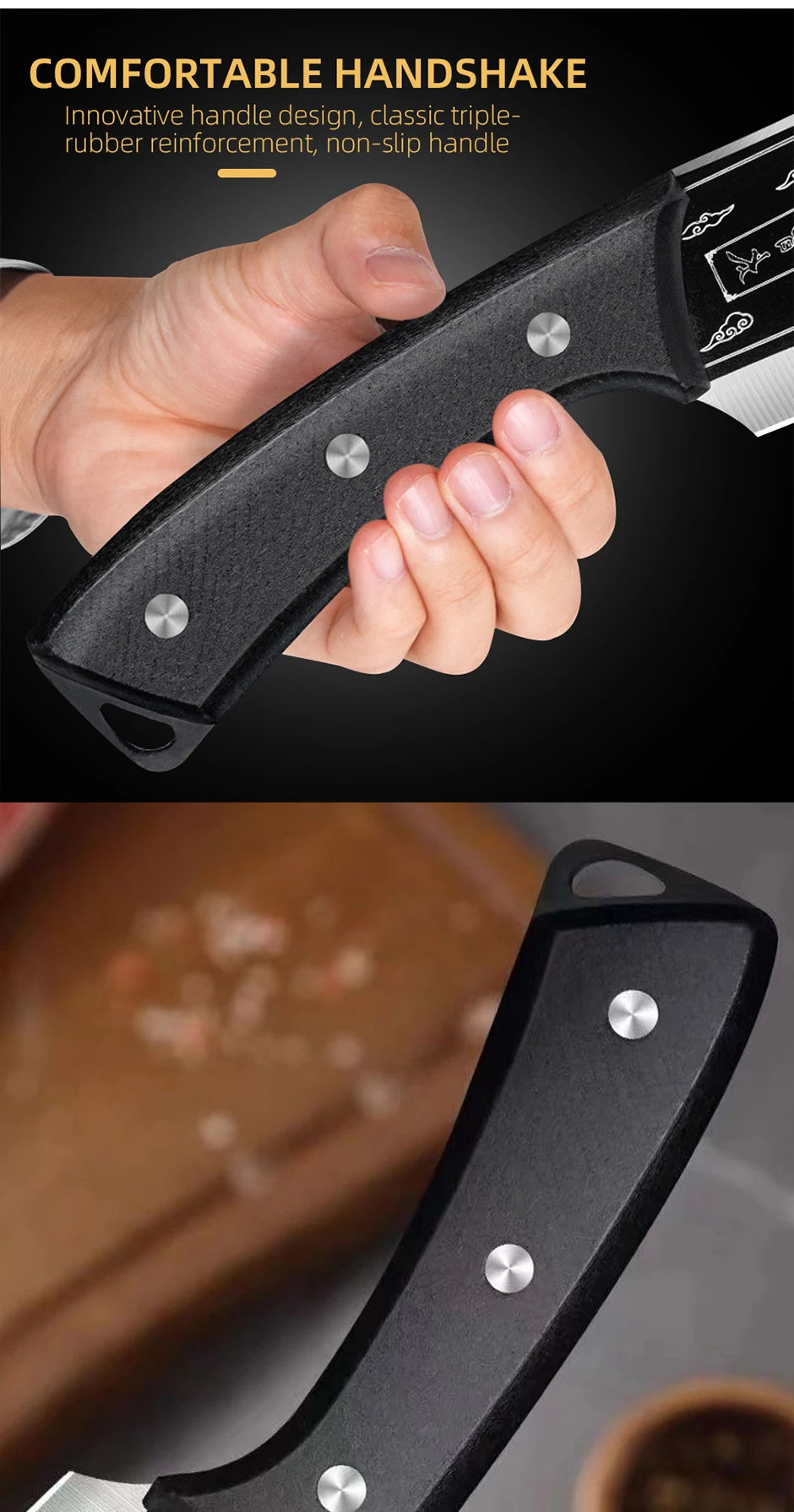 Handmade Meat Cleaver Heavy Duty Kitchen Knife Stainless Steel Butcher Slicing Boning Knife Forged Chopping Knife for Meat Fish