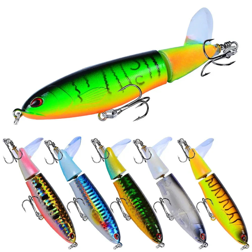 Señuelo Topwater SANMO | 10/14cm | Spinner Popper Lápiz | Hélice Cola Giratoria | 10 Colores | Mar y Lago - Firu Total Sales