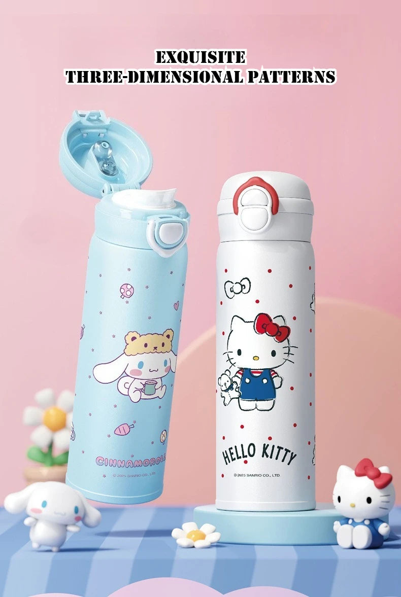 X&W 500ML for Sanrio My Melody Thermos Cups Cartoon Stainless Steel Vacuum Flask Student Cute Insulated Water Bottles Kids Cup