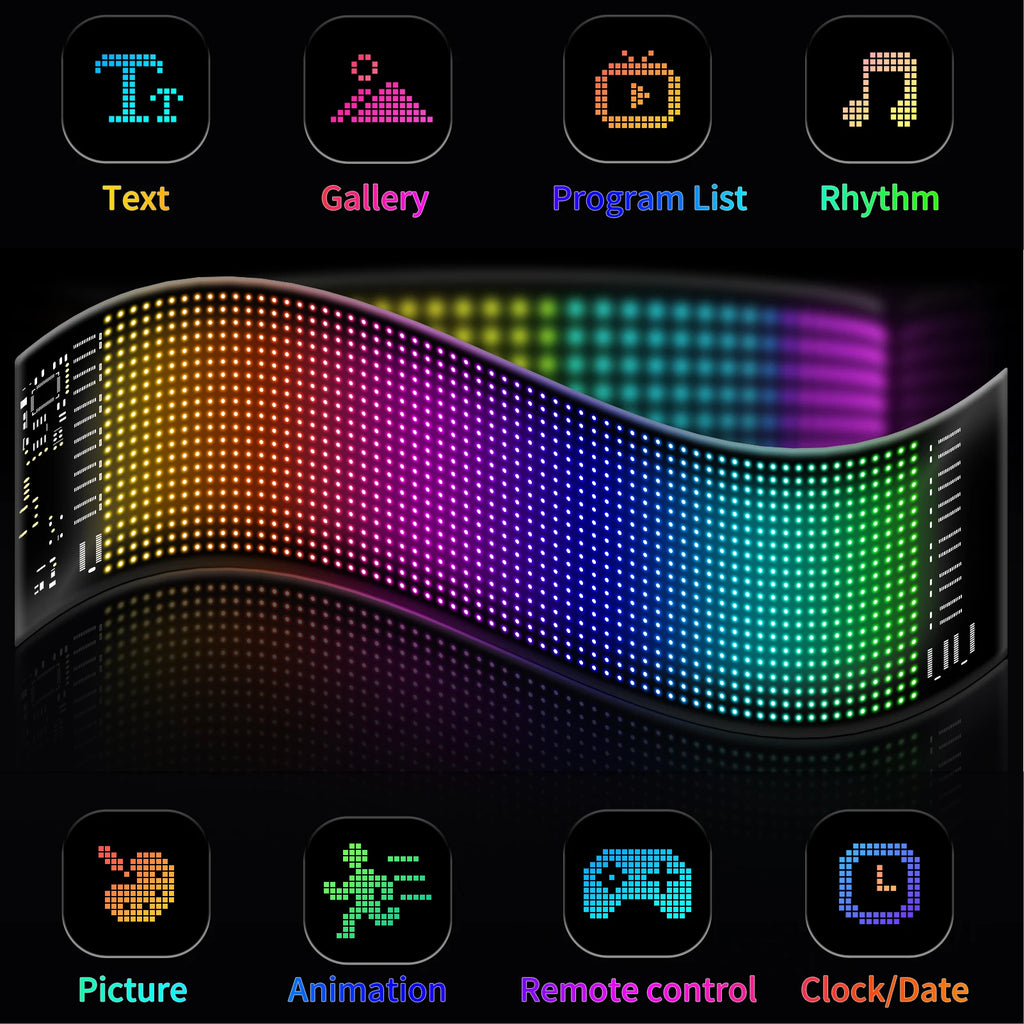 Panel LED RGB GCTECHING Programable | Bluetooth App | Texto Desplazable | Camión y Coche | DIY - Firu Total Sales
